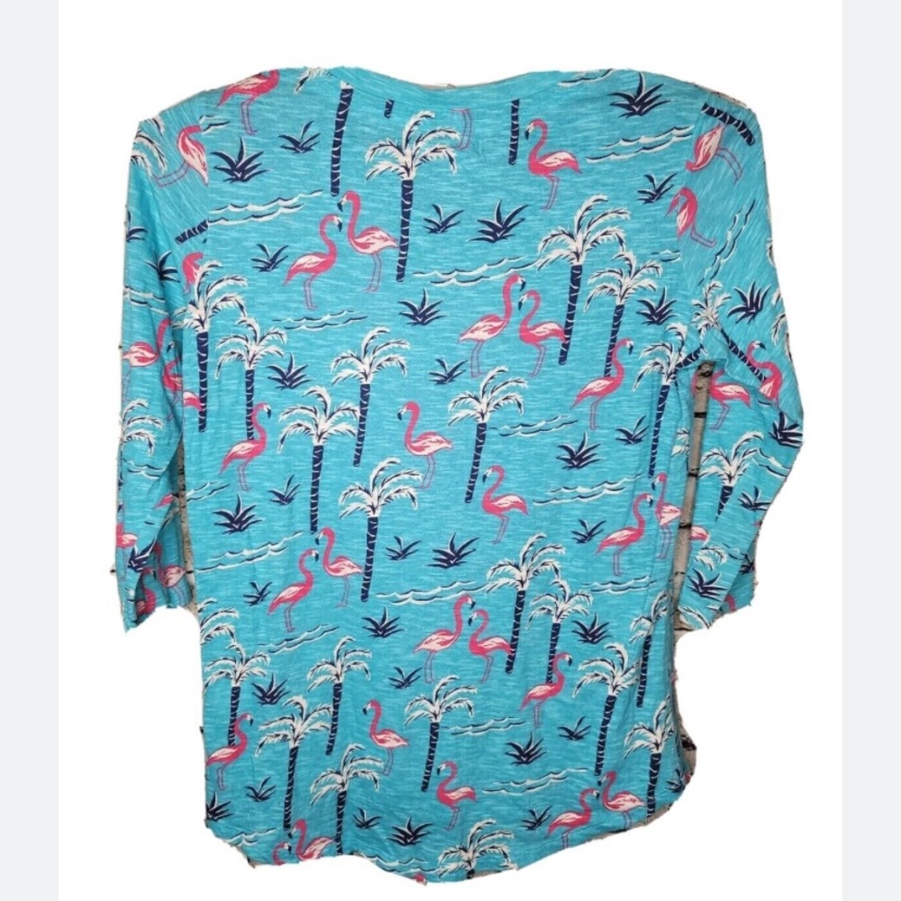 Sunset & Sweet Tea Flamingo palm trees in Turquoise SZ L ADORABLE!!! - Picture 2 of 13